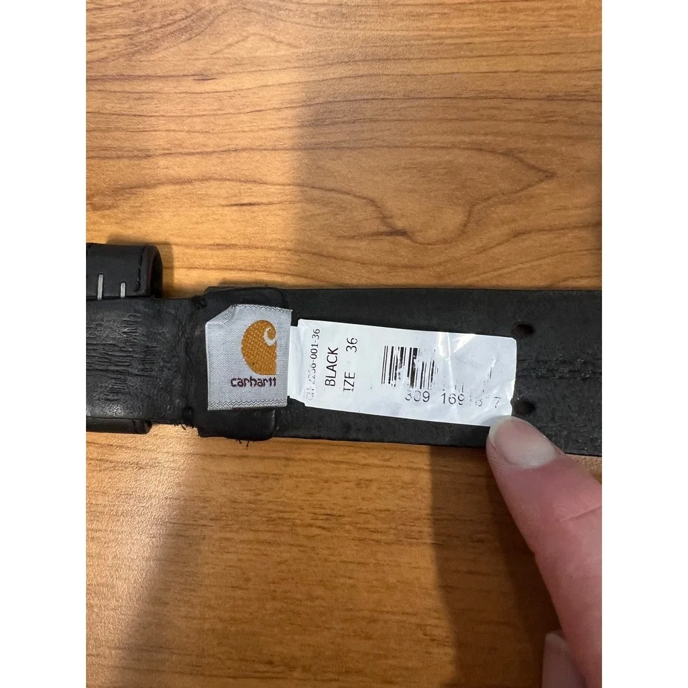 Carhartt Mens Black Leather Double Prong Roller Buckle Work Belt 36 2236-001-36